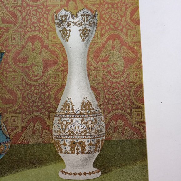 Vintage lithograph Print Enameled Glass Vases. Russia - Picture 3 of 9